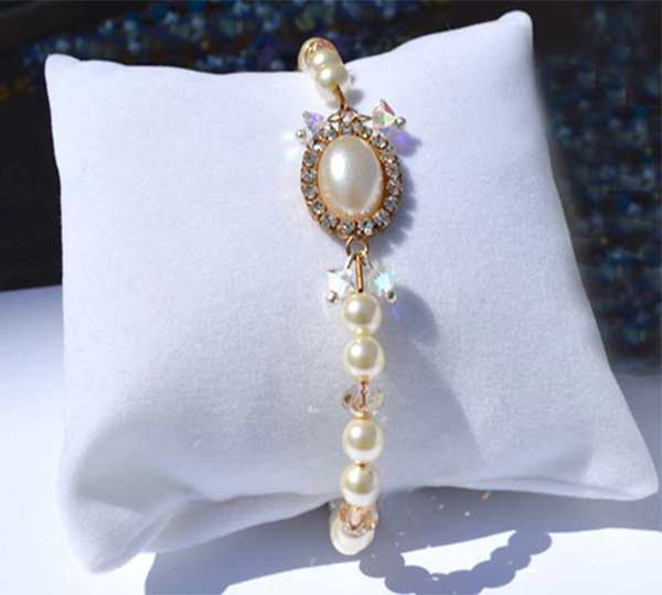 Νυφικό Βραχιόλι κατασκευασμένο από Swarovski κρυστάλλινες πέρλες