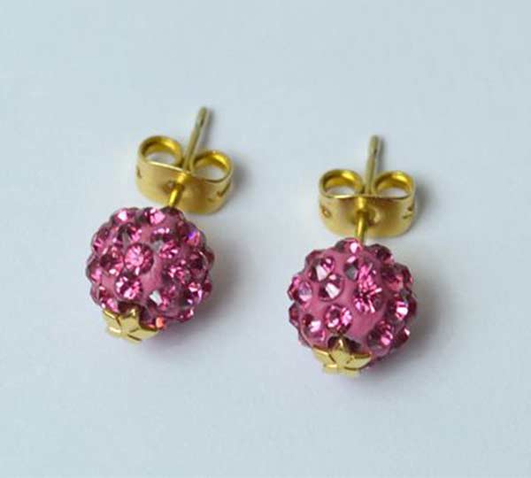 Χειροποίητα σκουλαρίκια με κεραμικές χάντρες και στράς