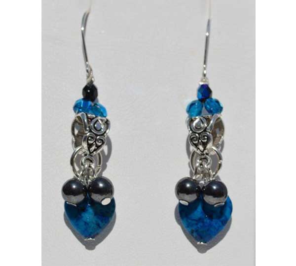 Χειροποίητα σκουλαρίκια με κρύσταλλα και αιματίτη 