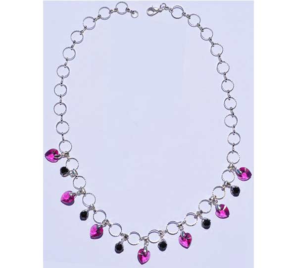 Χειροποίητο κολιέ με κρύσταλλα swarovski σε σχήμα καρδιάς