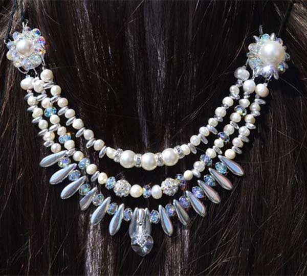 Χειροποίητο αξεσουάρ μαλλιών για νύφη με μαργαριταράκια-πέρλες-κρύσταλλα Swarovski