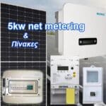 Νet-metering 5kw τιμή με Φ/Β 460 WATT Πλήρες πακέτο με Πίνακες AC/DC για ενεργειακό συμψηφισμό 